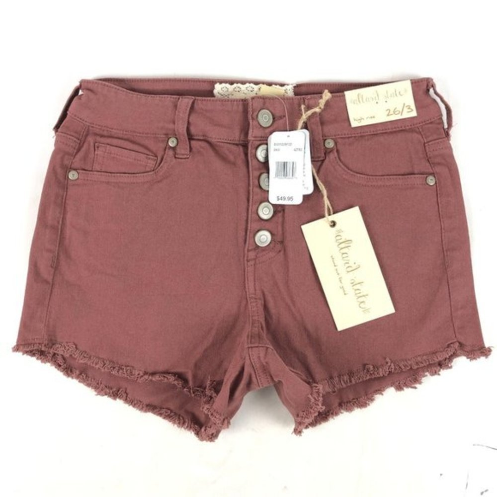 $50 Afraid State Women Pink Button Fly Denim Short